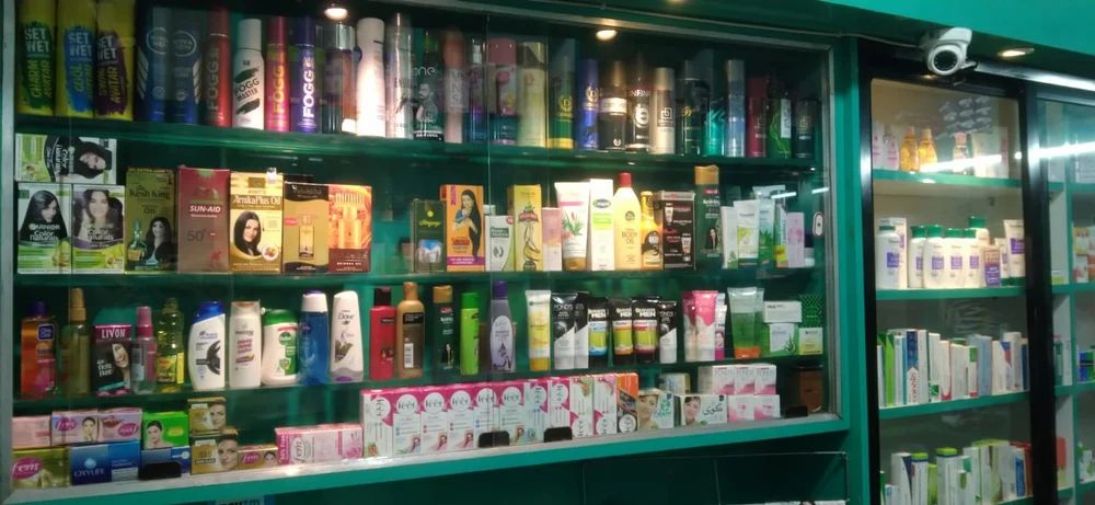 Interior of the SD Global shop showing stocked medicine shelves